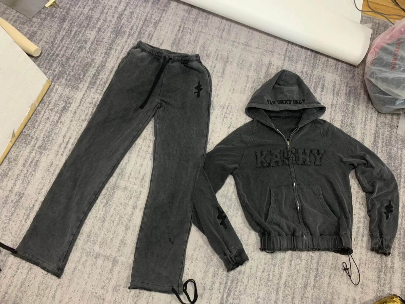 BLACK ACID WASH FALL SET*pre-order*